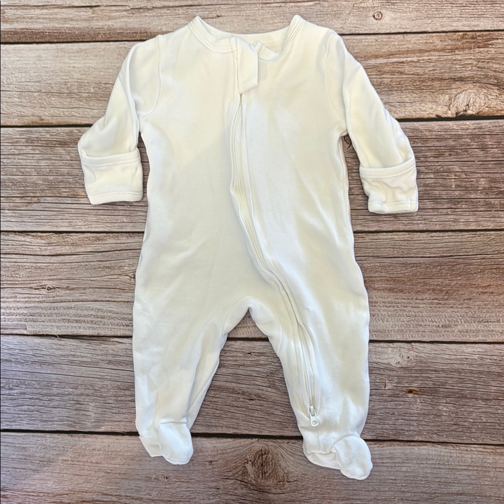 White Footie One Piece with Long Sleeves and Cozy Fit